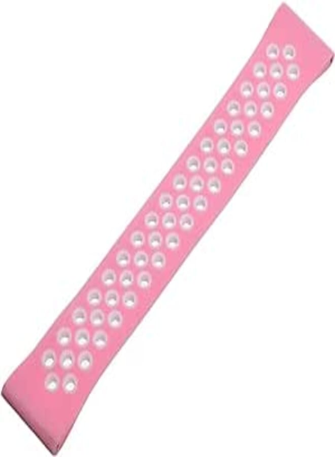 Generic Silicone Adjustable Watch Strap With Holes Design For Unisex Compatible With Smart Watches 20 MM - Pink White