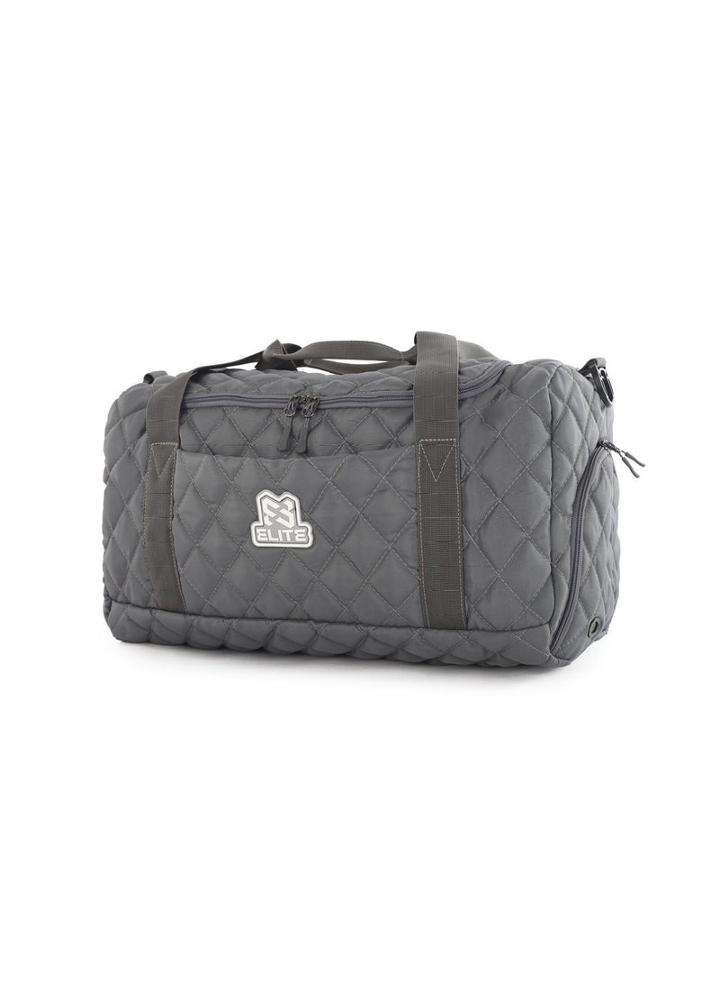 Elite Bags Elite Quilted Gym Duffle Bag with Shoe Compartment, Multi Pocket, Grey - Image 1