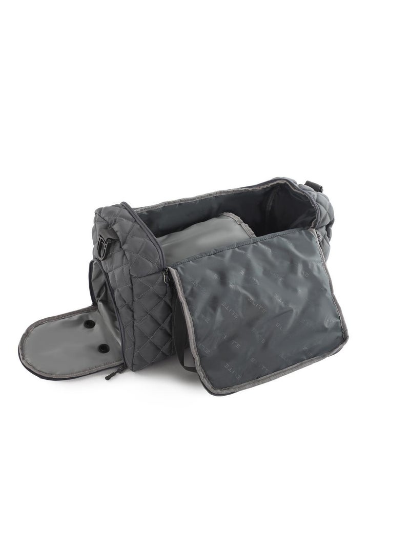Elite Bags Elite Quilted Gym Duffle Bag with Shoe Compartment, Multi Pocket, Grey - Image 2