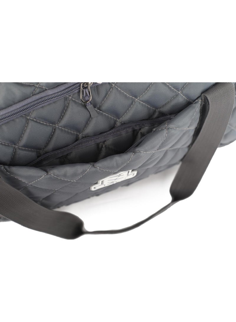 Elite Bags Elite Quilted Gym Duffle Bag with Shoe Compartment, Multi Pocket, Grey - Image 4