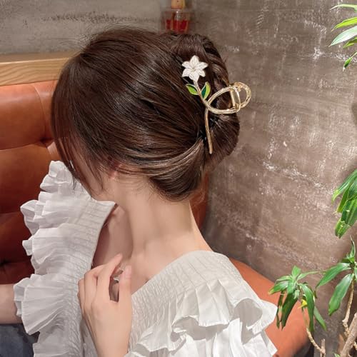 GEOCARTER Floweral Hair Clutcher For Women|Alloy Metal Hair Claws For Girls|Premium&Lightweight Cute Designs Claw|Suitable In Various Occasions|Smooth Edges&Handmade Accessories|Pack -1,Multi Color - Image 3
