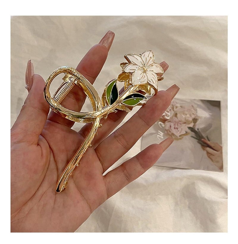 GEOCARTER Floweral Hair Clutcher For Women|Alloy Metal Hair Claws For Girls|Premium&Lightweight Cute Designs Claw|Suitable In Various Occasions|Smooth Edges&Handmade Accessories|Pack -1,Multi Color - Image 4