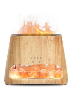 2-in-1 Ultrasonic Essential Oil Diffuser & Himalayan Salt Lamp, Aromatherapy Diffuser Cool Mist Humidifier with Auto Off Function, 100% Pure Himalayan Pink Salt Rock, 150ml (Wooden Grain)