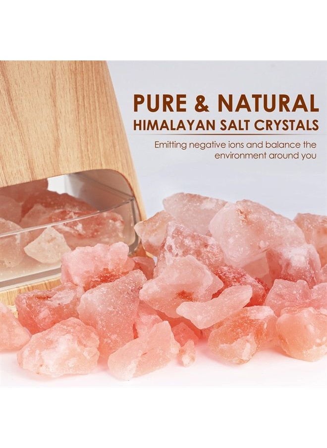 salking - 2-in-1 Ultrasonic Essential Oil Diffuser & Himalayan Salt Lamp, Aromatherapy Diffuser Cool Mist Humidifier with Auto Off Function, 100% Pure Himalayan Pink Salt Rock, 150ml (Wooden Grain) - Image 1