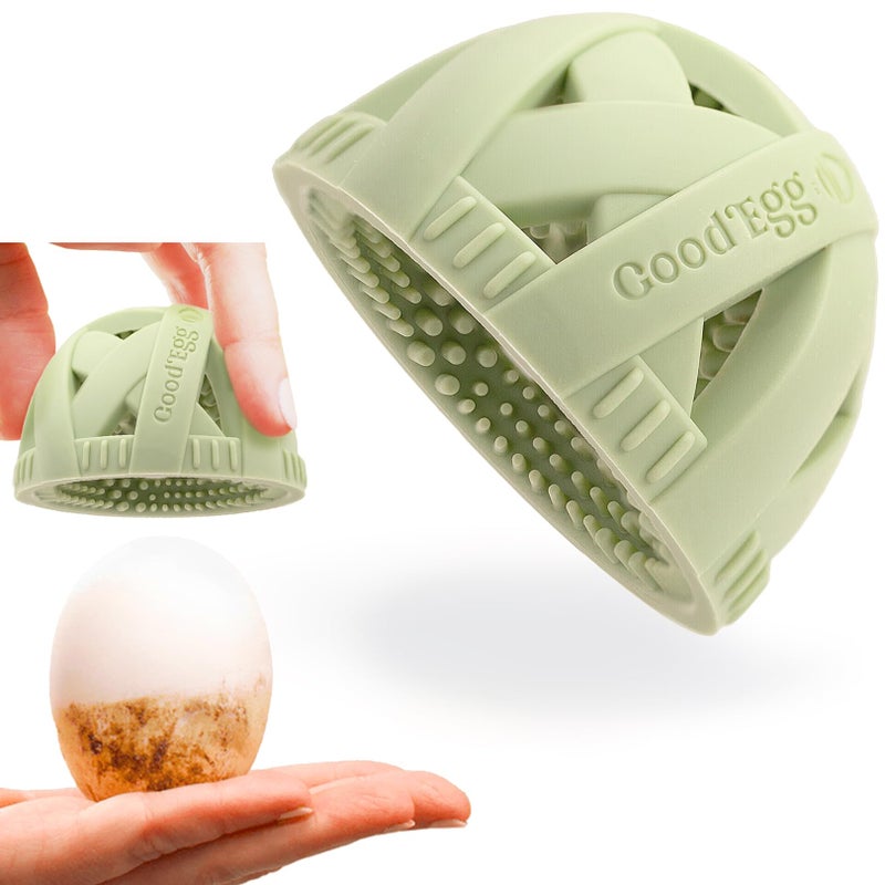 GoodEgg The Original Egg Brush, Silicone Egg Cleaning Brush for Farm Fresh Eggs, Chicken Coop Cleaning Tools, Egg Washer, Chicken Coop Accessories, Large to XL Sized Eggs, Green, As Seen On Shark Tank - Image 1