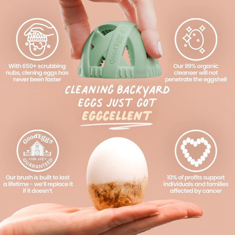 GoodEgg The Original Egg Brush, Silicone Egg Cleaning Brush for Farm Fresh Eggs, Chicken Coop Cleaning Tools, Egg Washer, Chicken Coop Accessories, Large to XL Sized Eggs, Green, As Seen On Shark Tank - Image 2