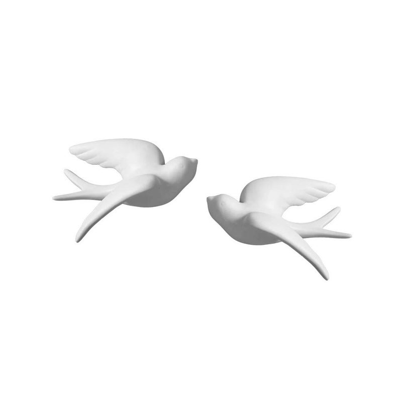 Insiswiner Ceramic Flying Birds decor 3D Wall Hanging White Birds Home Decor 2Pcs - Image 1