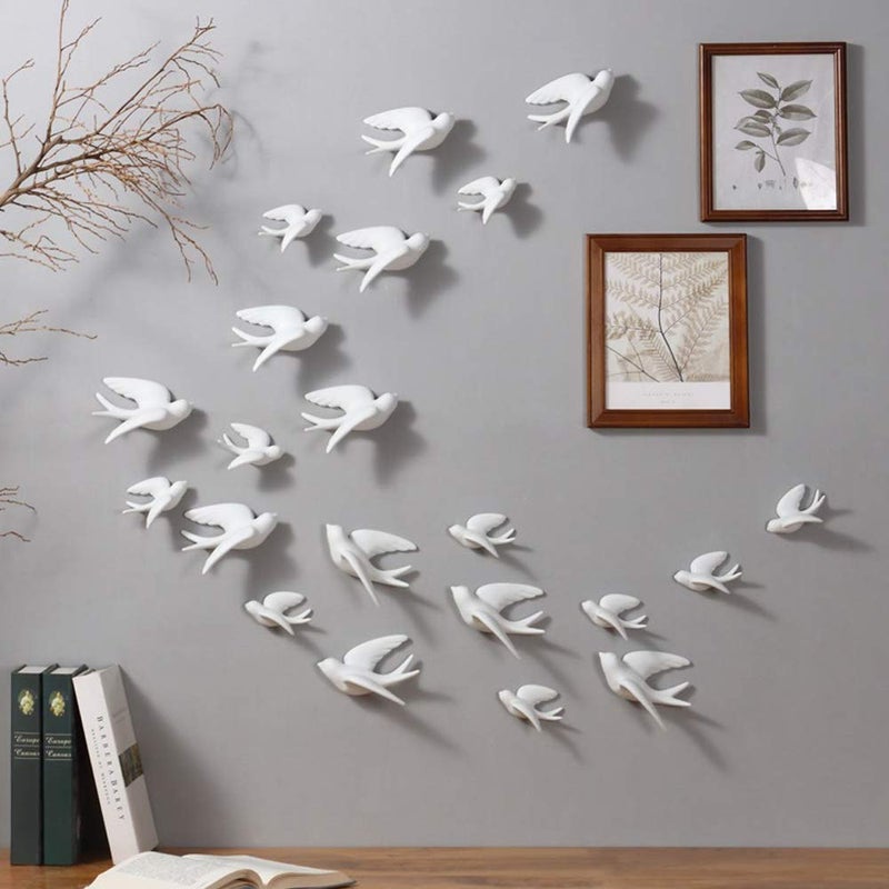 Insiswiner Ceramic Flying Birds decor 3D Wall Hanging White Birds Home Decor 2Pcs - Image 3