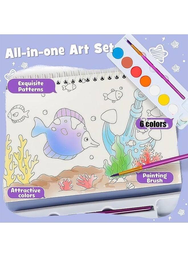 LuckyNov Children's Watercolor Coloring Book, Watercolor Painting Book, Watercolor Paint set, Coloring Book Suitable For Children Aged 4-8, Watercolor Paint (Deep Sea And Fish Theme) To Develop Thinking. - Image 5