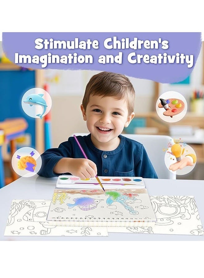 LuckyNov Children's Watercolor Coloring Book, Watercolor Painting Book, Watercolor Paint set, Coloring Book Suitable For Children Aged 4-8, Watercolor Paint (Deep Sea And Fish Theme) To Develop Thinking. - Image 4