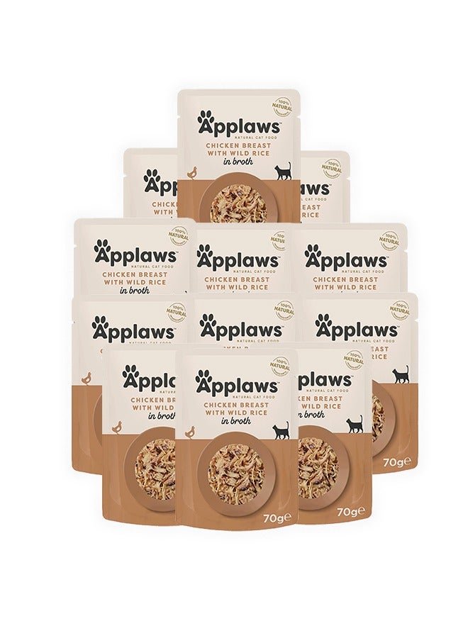 آبلاوس طعام القطط صدور الدجاج مع مرق الأرز البري - 70 جرام (عبوة من 12 قطعة) - Image 1