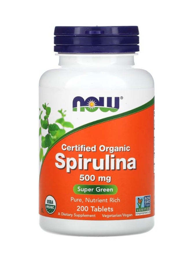 now Organic Spirulina 500 mg 200 Tablets - Image 1