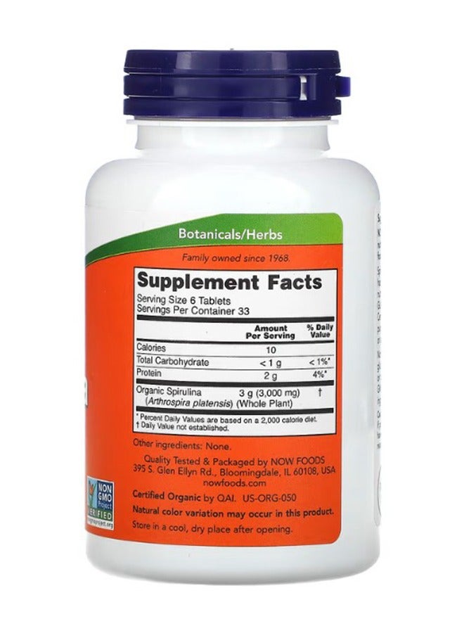 now Organic Spirulina 500 mg 200 Tablets - Image 2