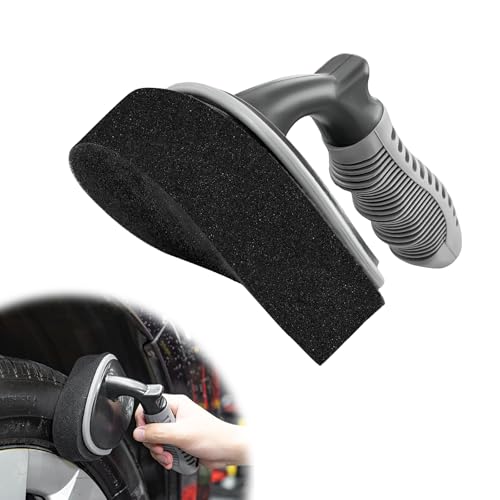 BWBWND Car Tire Shine Applicator HighDensity Sponge Tyre Dressing Applicator Pad with Curved Handle Reusable Wheel Polishing Brush Auto Detailing Foam for Applying Tire Shine 1 PCS - Image 1