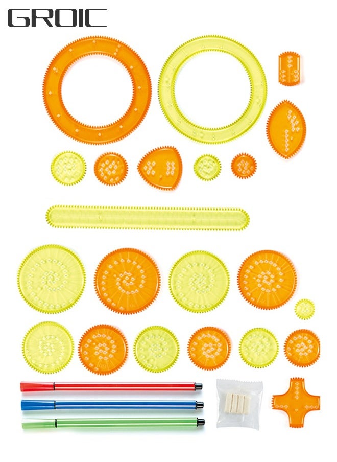 GROIC - 27 Pieces Spirograph Design Set Classic Gear Design Kit - Image 1