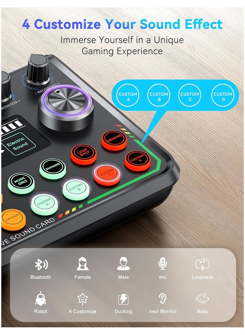 Audio Mixer for Smartphone & PC: Plug-and-Play Live Sound Card with DJ Mixer, Voice Changer & Customized sound effects. Ideal for Recording Music, Home Studio, Podcasts & Streaming  - Image 3