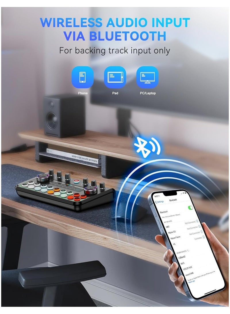 Audio Mixer for Smartphone & PC: Plug-and-Play Live Sound Card with DJ Mixer, Voice Changer & Customized sound effects. Ideal for Recording Music, Home Studio, Podcasts & Streaming  - Image 5