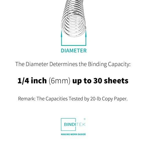 Binditek 50 Pack Plastic Spiral Binding Coils, 6mm(1/4"), 30 Sheet Capacity, 4:1 Pitch, Clear, 48Loops, for Letter Size, for Students and Coworkers - Image 3