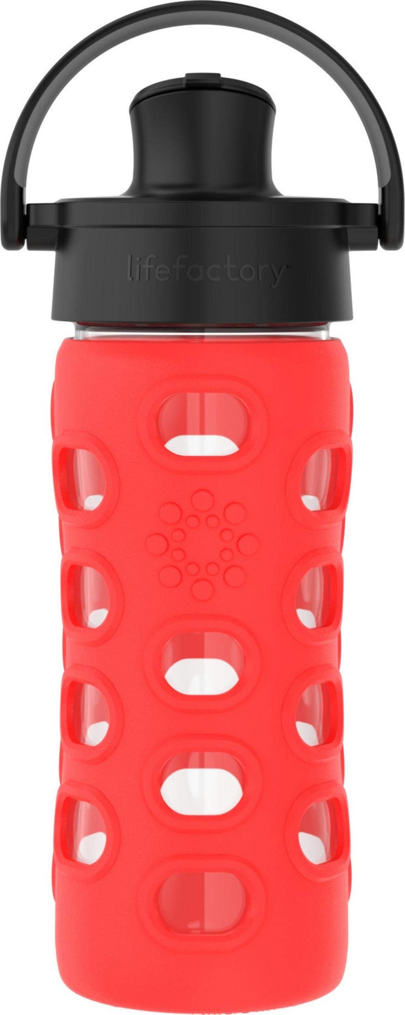 Lifefactory 12Ounce Glass Water Bottle with Active Flip Cap and Protective Silicone Sleeve Apple Red