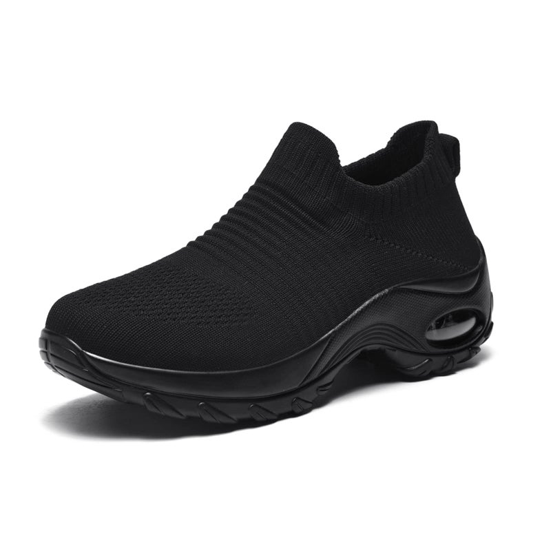 Slow Man Women's Walking Shoes Sock Sneakers - Breathable Mesh Slip On Lady Girls Work Nursing Easy Shoes Platform Loafers Black8.5 - Image 1