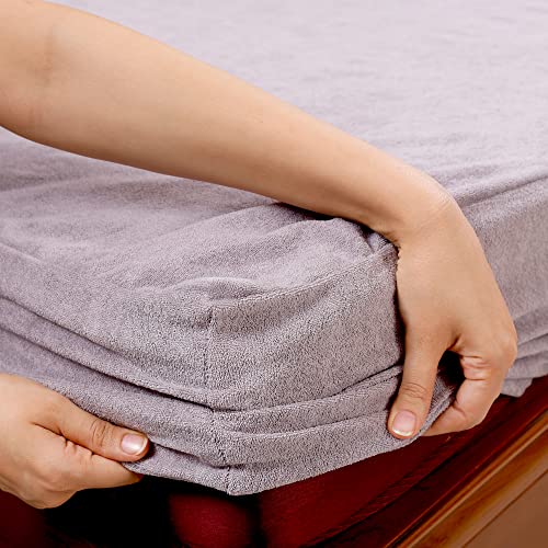 Tidy Sleep 100% Waterproof Premium Cotton Mattress Protector | Breathable and Hypoallergenic Ultra Soft Fitted Bed Protector (72"x48" Double) Grey - Image 2