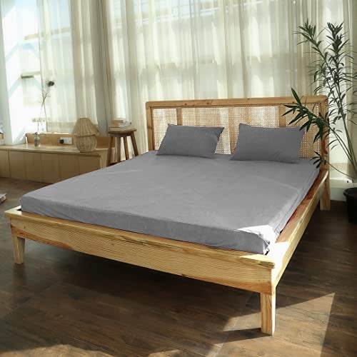 Tidy Sleep 100% Waterproof Premium Cotton Mattress Protector | Breathable and Hypoallergenic Ultra Soft Fitted Bed Protector (72"x48" Double) Grey - Image 1