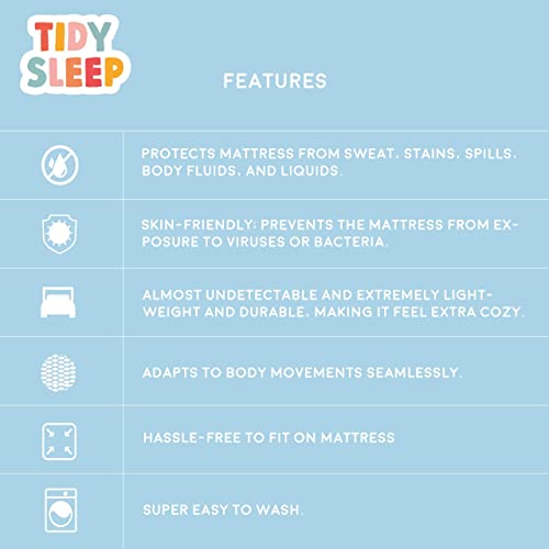 Tidy Sleep 100% Waterproof Premium Cotton Mattress Protector | Breathable and Hypoallergenic Ultra Soft Fitted Bed Protector (72"x48" Double) Grey - Image 5