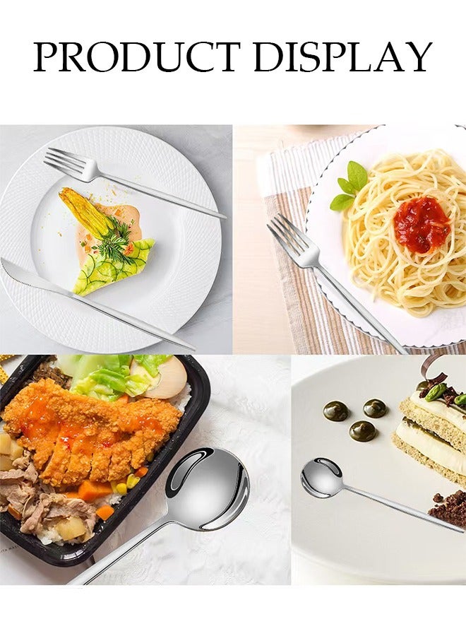 DUNISO طقم أدوات مائدة من الفولاذ المقاوم للصدأ 30 قطعة، طقم أدوات مطبخ على الطراز الغربي، طقم أدوات مائدة مصقول بمرآة، مع سكين، شوكة، ملعقة، مناسب لتناول الطعام العائلي، المطبخ، التجمعات، فضي - Image 4