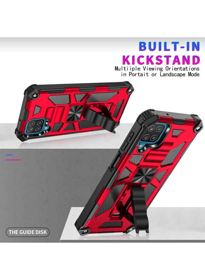 اس-توب جراب لهاتف Samsung Galaxy A12 جراب واقٍ مغناطيسي مقاوم للصدمات من مادة TPU + PC مع حامل - Image 4