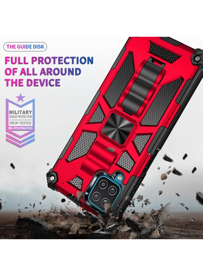 اس-توب جراب لهاتف Samsung Galaxy A12 جراب واقٍ مغناطيسي مقاوم للصدمات من مادة TPU + PC مع حامل - Image 3