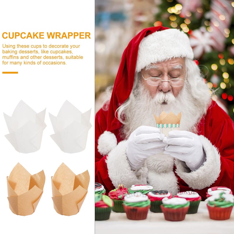 Tulip Cupcake Liners 100Pcs High Temperature Resistant Greaseproof Baking Cups - Image 5