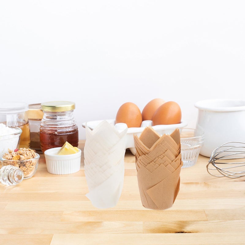 Tulip Cupcake Liners 100Pcs High Temperature Resistant Greaseproof Baking Cups - Image 4