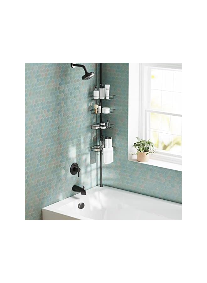 راكسوم علبة دش زاوية مقاومة للصدأ من هوم للحمام، 4 أرفف قابلة للتعديل وقضيب منشفة، مع عمود شد، لتخزين الحمام والدش، 60-97 بوصة، برونزي - Image 2