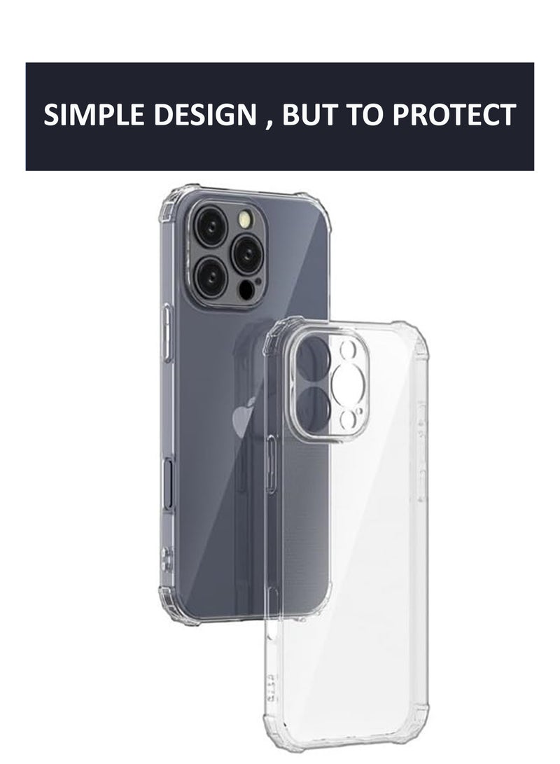 For iPhone 16 Pro Max - Ultra Clear Flexible Shockproof Silicone  Back Cover With Raised Edge Bumps Protection - Transparent - Image 3