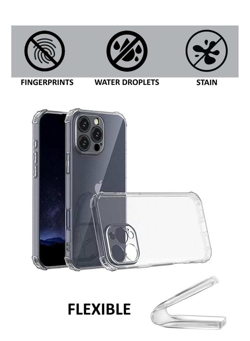 For iPhone 16 Pro Max - Ultra Clear Flexible Shockproof Silicone  Back Cover With Raised Edge Bumps Protection - Transparent - Image 4