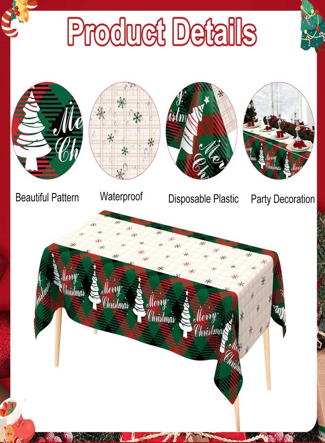 Linsuminn Christmas Tablecloth, 3 PCS Christmas Tablecloth Disposable for Rectangle Table, 54" x 108" Plastic Snowflake Xmas Tree Decorative Table Cloth Tables Cover for Xmas Holiday Party Decorations Supplies - Image 3