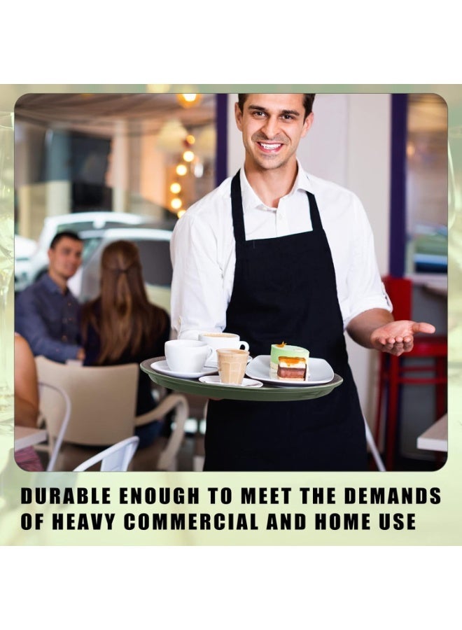 صينية تقديم دائرية بسطح غير قابل للانزلاق مع حواف مرتفعة، صواني تقديم مطاعم بلاستيكية متينة لوجبات الطعام، مناسبة للمنزل والمطبخ والمطاعم والكافتيريا والبار والفنادق، طقم مكون من قطعتين لون بني - Image 5