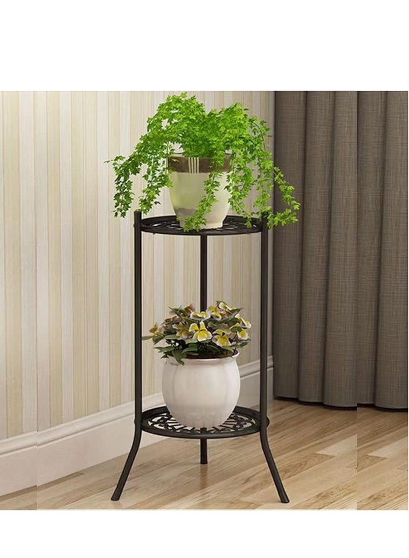 السيزال حامل آنية زهور من طبقتين من الحد الأدنى من الحديد المخروطي من الأرض إلى الأرض حامل زهور لوه أخضر عصاري - Image 1