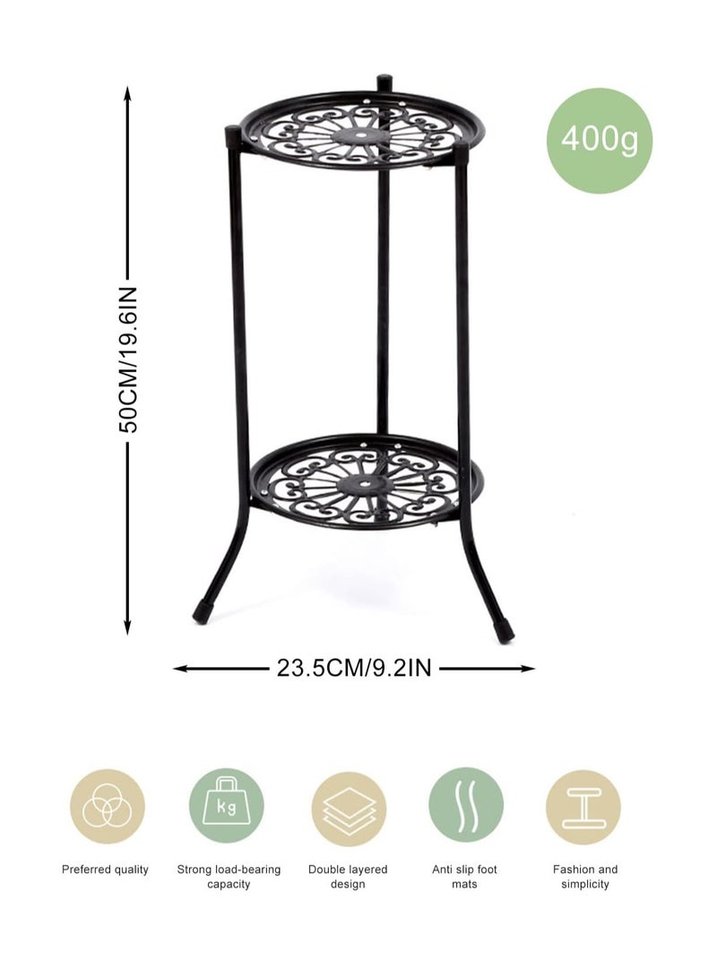 السيزال حامل آنية زهور من طبقتين من الحد الأدنى من الحديد المخروطي من الأرض إلى الأرض حامل زهور لوه أخضر عصاري - Image 2