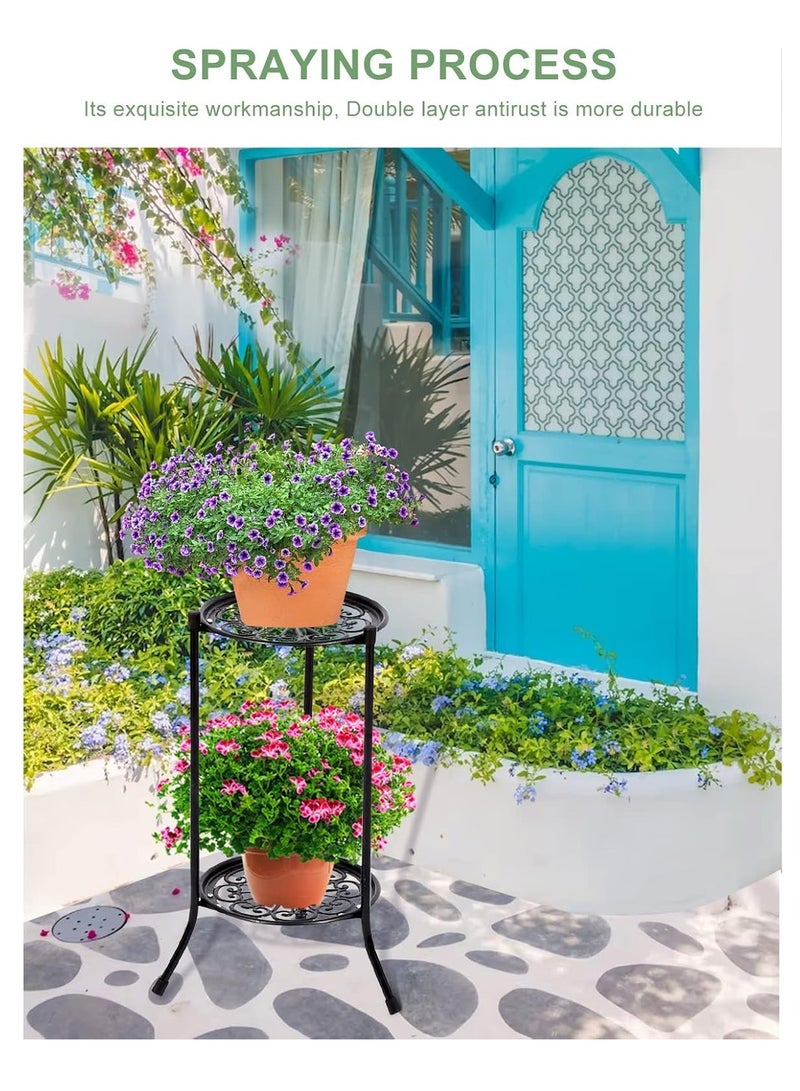 السيزال حامل آنية زهور من طبقتين من الحد الأدنى من الحديد المخروطي من الأرض إلى الأرض حامل زهور لوه أخضر عصاري - Image 5