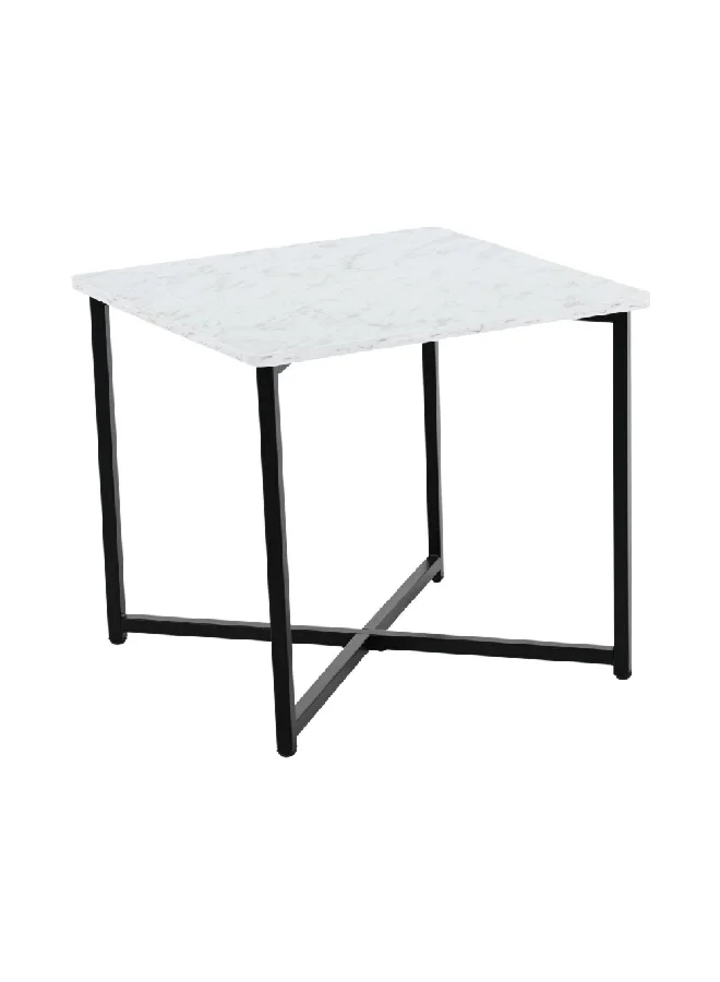 Micasa Elegant Design Melamine Top Square Shaped Table White and Black 50 x 55 x 55 cm CJ-23103CWH