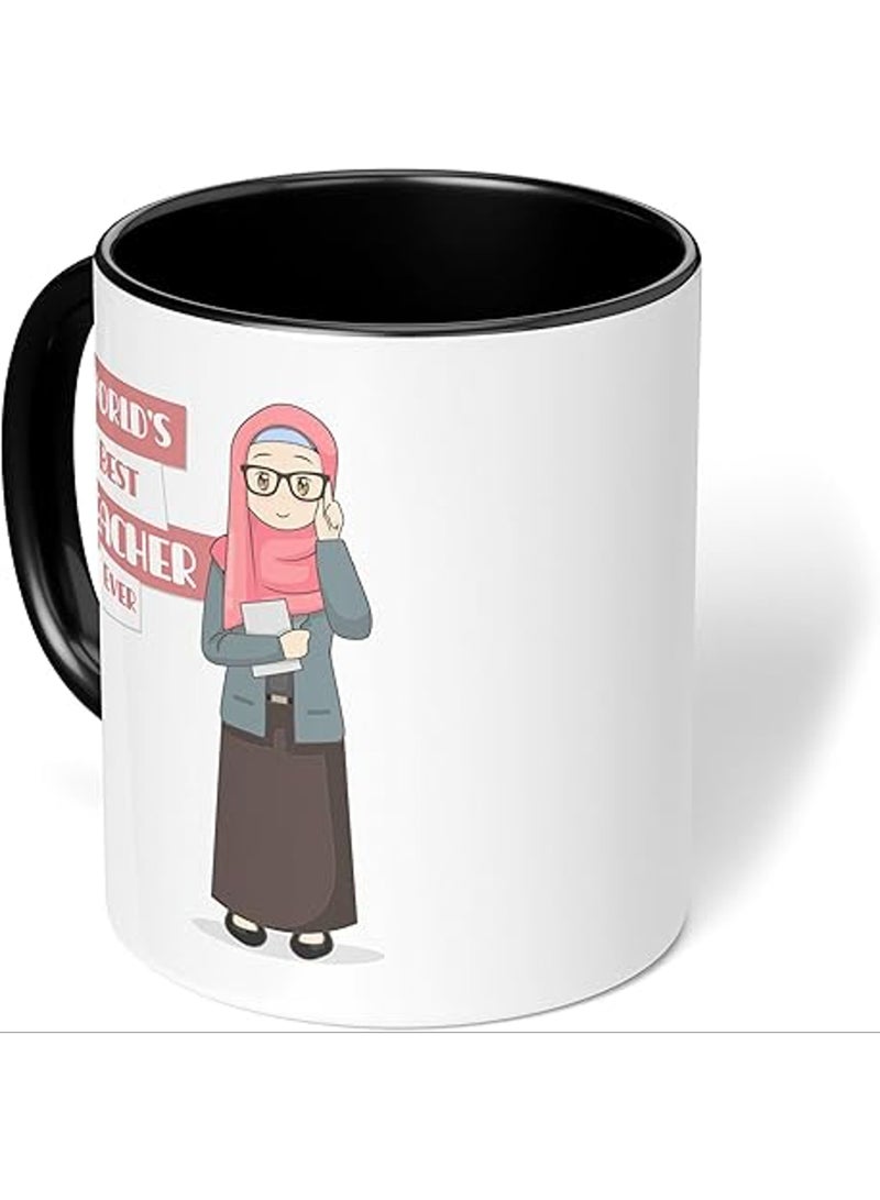 احتفل بيوم المعلم مع كوب أفضل معلم على الإطلاق، كوب قهوة أفضل معلم على الإطلاق، كوب قهوة سيراميك ثنائي اللون للمعلمين، كوب قهوة ليوم المعلم - Image 5