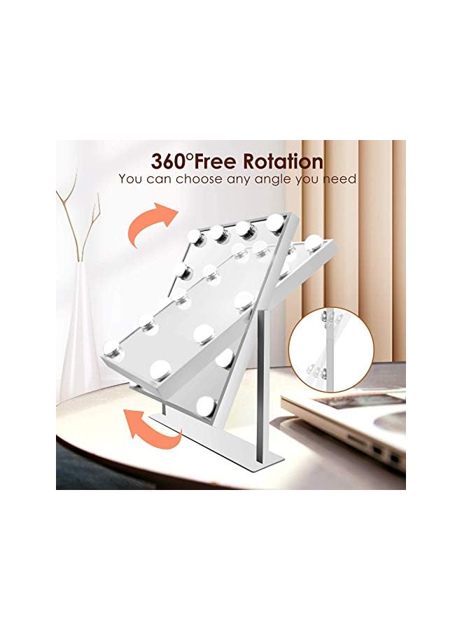 The Bros مرآة تجميل مضاءة كبيرة، مرآة هوليوود للمكياج مع أضواء، مع 3 ألوان من الضوء و 12 لمبة LED قابلة للتعتيم، شاشة تحكم باللمس الذكية ودوران 360° - Image 5