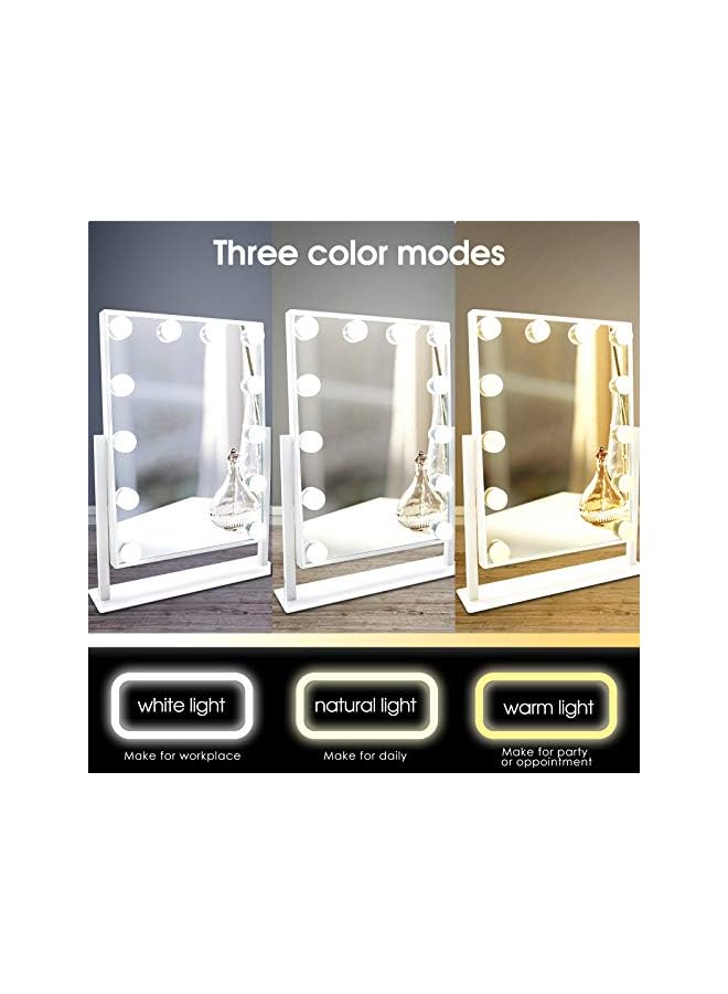 The Bros مرآة تجميل مضاءة كبيرة، مرآة هوليوود للمكياج مع أضواء، مع 3 ألوان من الضوء و 12 لمبة LED قابلة للتعتيم، شاشة تحكم باللمس الذكية ودوران 360° - Image 3