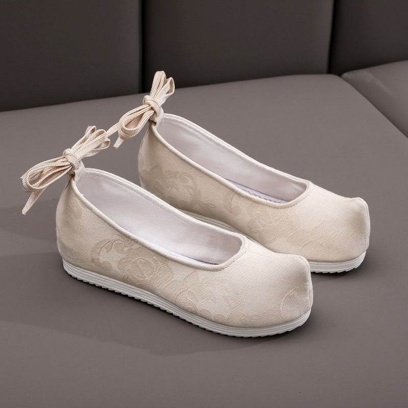 Arch Shoes Hanfu Shoes Solid Color National Style Ancient Costume Antique Elegant Stage Film And Television Embroidered Cloth Shoes Women'S Shoes - Image 2