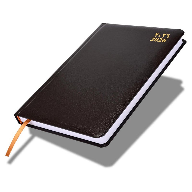 FIS 2026 A5 Diary, 148x210mm, 1 Side Padded Vinyl Cover with Round Corners, 1 Day a Page Format, Arabic/English, 60gsm White Paper, Chocolate Cover-FSDI23AE26CH - Image 1