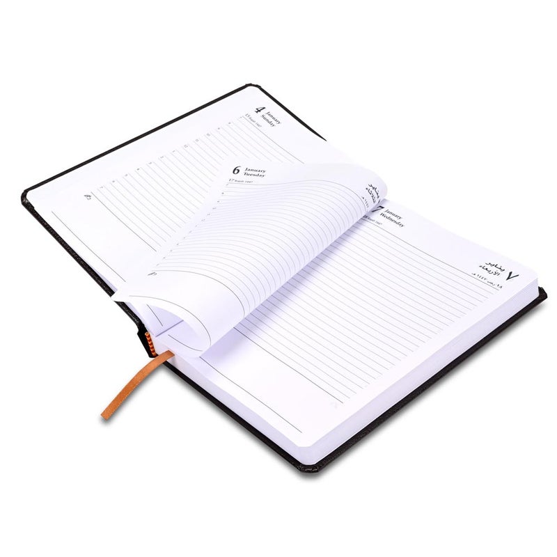 FIS 2026 A5 Diary, 148x210mm, 1 Side Padded Vinyl Cover with Round Corners, 1 Day a Page Format, Arabic/English, 60gsm White Paper, Chocolate Cover-FSDI23AE26CH - Image 4