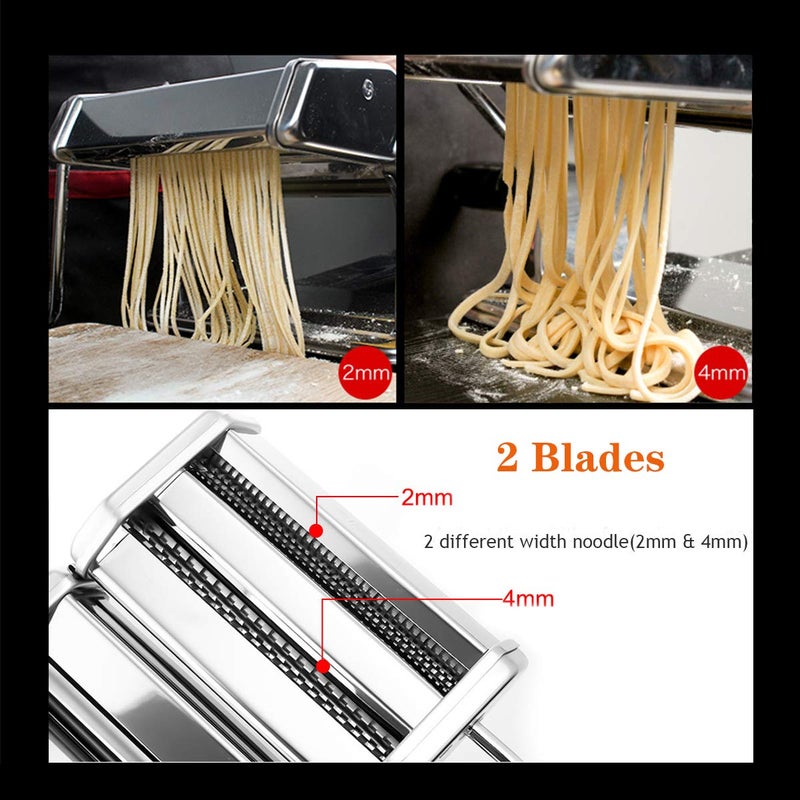 SEISSO Pasta Maker Manual Hand Crank Pasta Machine Washable Stainless Steel Noodle Maker with 7 Adjustable Thickness Settings Homemade for Spaghetti Linguine Bigoli Trenette  - Image 3