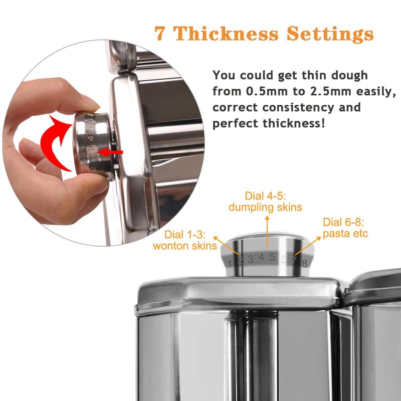 SEISSO Pasta Maker Manual Hand Crank Pasta Machine Washable Stainless Steel Noodle Maker with 7 Adjustable Thickness Settings Homemade for Spaghetti Linguine Bigoli Trenette  - Image 4