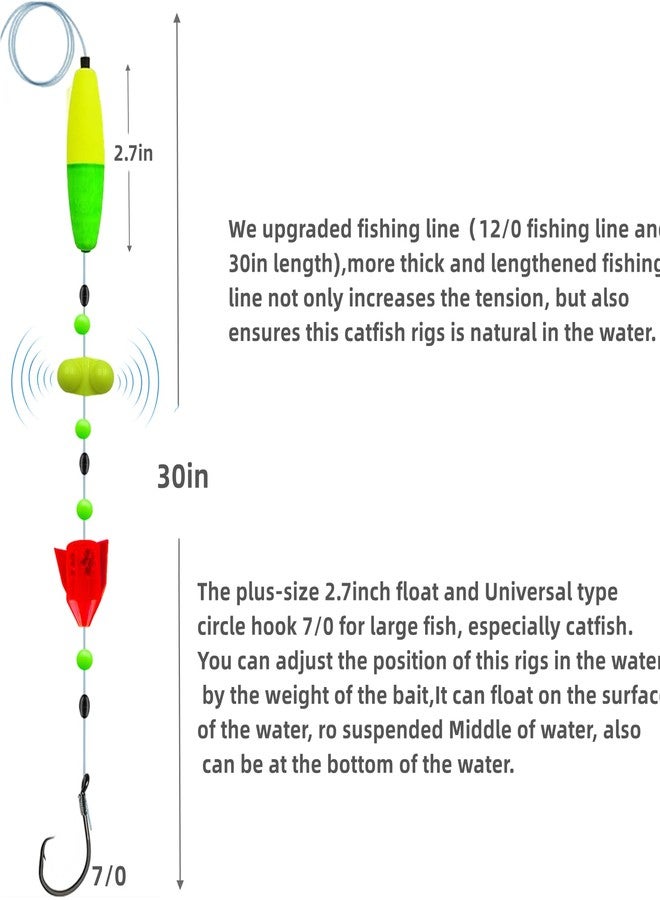 DAMIDEL 6Pcs Catfish Fishing Rigs Ready Kit，2 in 1 rotating rattles/Double Rattles Beads, Float Rigs Tackle Santee Rig Peg Catfish，Free adjustment in freshwter and saltwater - Image 3